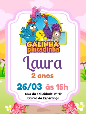 Galinha Pintadinha Birthday Invitation – Static – Pedro Henrique