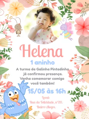 Galinha Pintadinha生日邀请函 – 静态 – Bella Liz Convites