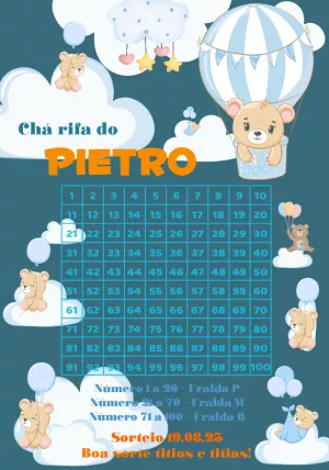 Chá Rifa Ursinho Baloeiro Editável para Imprimir Online