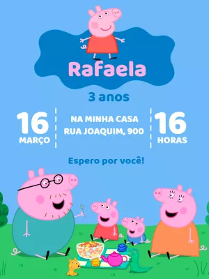 Convite de Aniversário Peppa Pig para Editar Online
