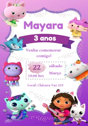 Convite de Aniversário A Casa Mágica da Gabby para Editar