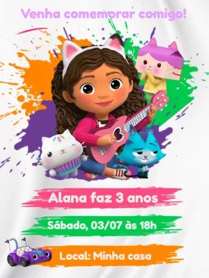 Convite Aniversário A Casa Mágica da Gabby para Editar Online