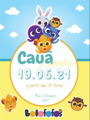 Convite de Aniversário Bolofofos para Editar Online