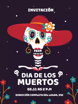 Invitación de Día de los Muertos con Catrina para Editar