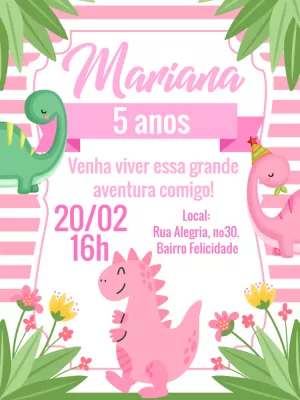 Invitación de cumpleaños Dinosaurio – Estático – Gley Leobas