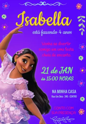 Convite Aniversário Encanto com Personagem para Editar Online