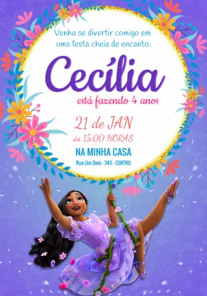 Convite de Aniversário Encanto Isabela para Editar Online