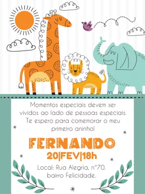 Safari Birthday Invitation – Static – Gley Leobas