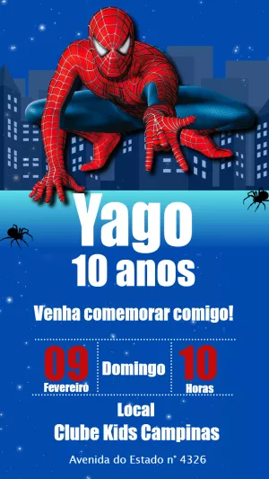 Convite Aniversário Homem Aranha para Editar Online