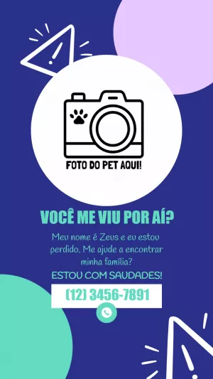Cartaz de Pet Desaparecido com Foto para Editar Online
