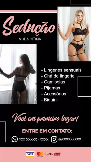 Cartão de Visita Moda Íntima Elegante para Editar Online