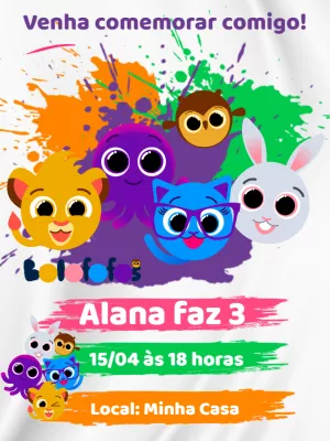 Convite de Aniversário Bolofofos para Editar Online