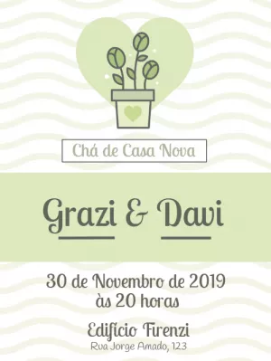 Convite Chá de Casa Nova com Plantinha para Editar Online