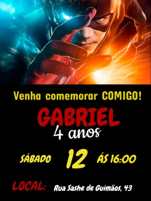 Convite de Aniversário The Flash para Editar Online