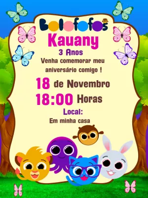Invitación de cumpleaños Bolofofos – Estático – Lilian Designer