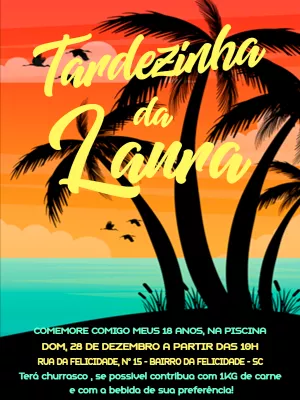 Convite Aniversário Tardezinha Tropical para Editar Online