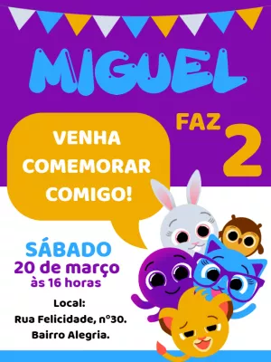 Invitación de cumpleaños Bolofofos – Estático – Gley Leobas