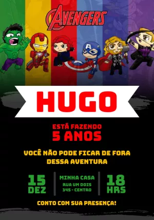 Convite de Aniversário Vingadores Toy para Editar Online