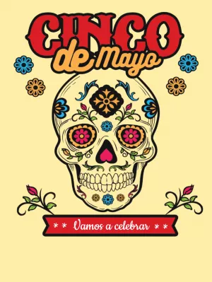 Post Festa Mexicana com Caveira Colorida para Editar Online