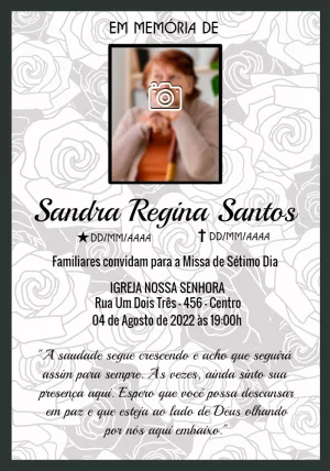 Convite Missa de Sétimo Dia com Foto para Editar Online