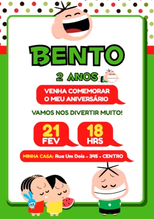 Invitation d'anniversaire Turma da Mônica – Statique – Jotta