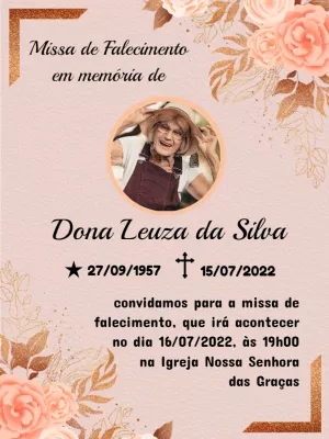 Convite de Missa de Falecimento com Foto para Editar Online