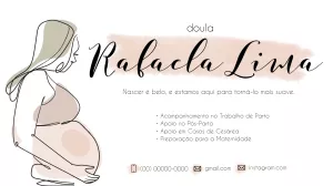 Cartão de Visita Doula com Desenho Artístico para Editar Online