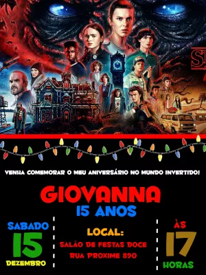 Convite de Aniversário Stranger Things Editável Online