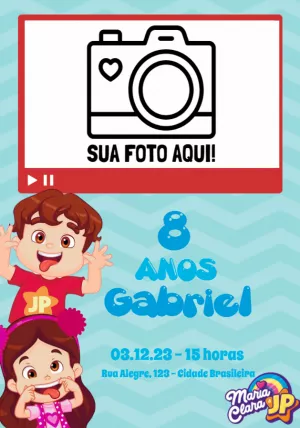 Convite de Aniversário Maria Clara e JP com Foto para Editar