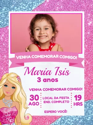 Invitación de cumpleaños Barbie – Estático – Jonathan Fiuza