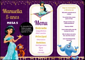 Menu de Mesa Aniversário Jasmine para Editar Online