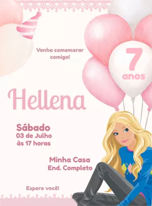 Invitación de cumpleaños Barbie – Estático – Jonathan Fiuza