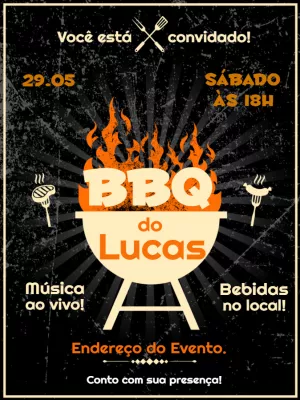 Convite de Aniversário Churrasco Rústico para Editar Online