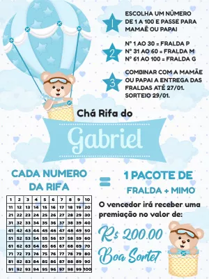 Chá Rifa Ursinho Baloeiro para Editar Online