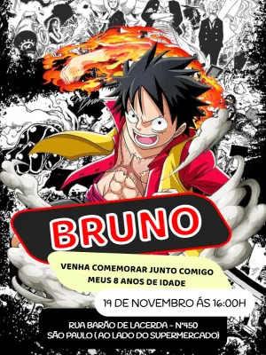 Convite de Aniversário One Piece para Editar Online