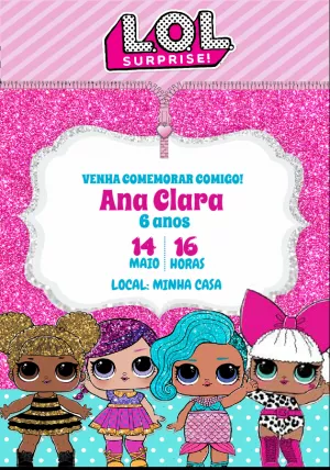 Convite de Aniversário LOL Surprise com Bonecas para Editar Online