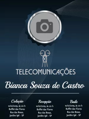 Convite de Formatura Telecomunicações com Foto para Editar Online
