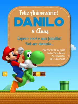 Invito di compleanno Super Mario – Statico – Wolf Designer