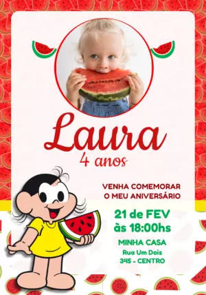 Invitation d'anniversaire Turma da Mônica – Statique – Jotta