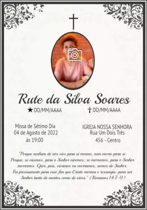 Convite Missa de Sétimo Dia com Foto para Editar Online