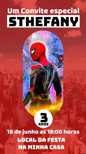 Convite de Aniversário Homem Aranha para Editar Online