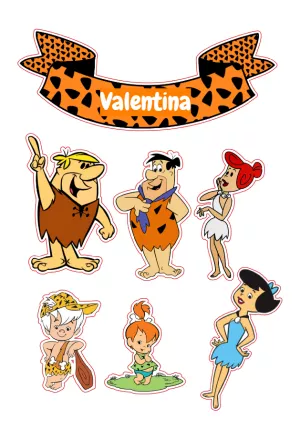 Topo de Bolo Os Flintstones com Personagens para Editar Online
