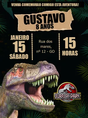 Convite de Aniversário Jurassic Park para Editar Online