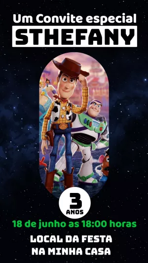 Invitation d'anniversaire Toy Story – Statique – Waguinho