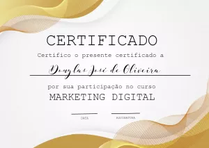 Certificado de Marketing Digital Editável para Imprimir Online