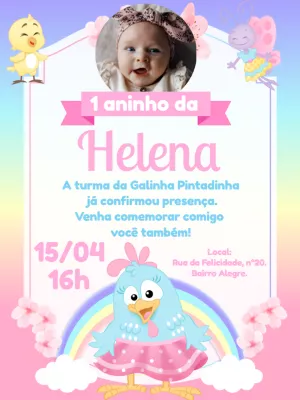 Galinha Pintadinha生日邀请函 – 静态 – Bella Liz Convites