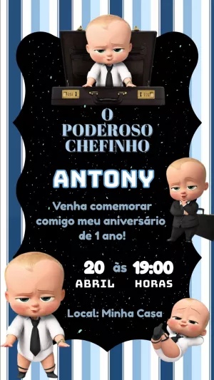 Convite Aniversário O Poderoso Chefinho para Editar Online