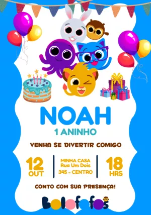 Convite de Aniversário Bolofofos para Editar Online