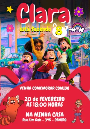 Convite Aniversário Red Crescer é uma Fera para Editar Online