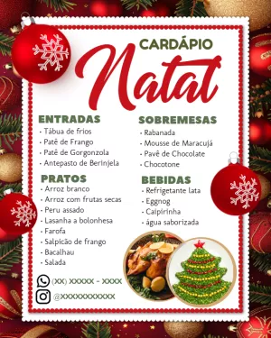 Cardápio de Natal Editável Online para sua Ceia